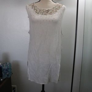 Sheer Tank With Sequin Neckline